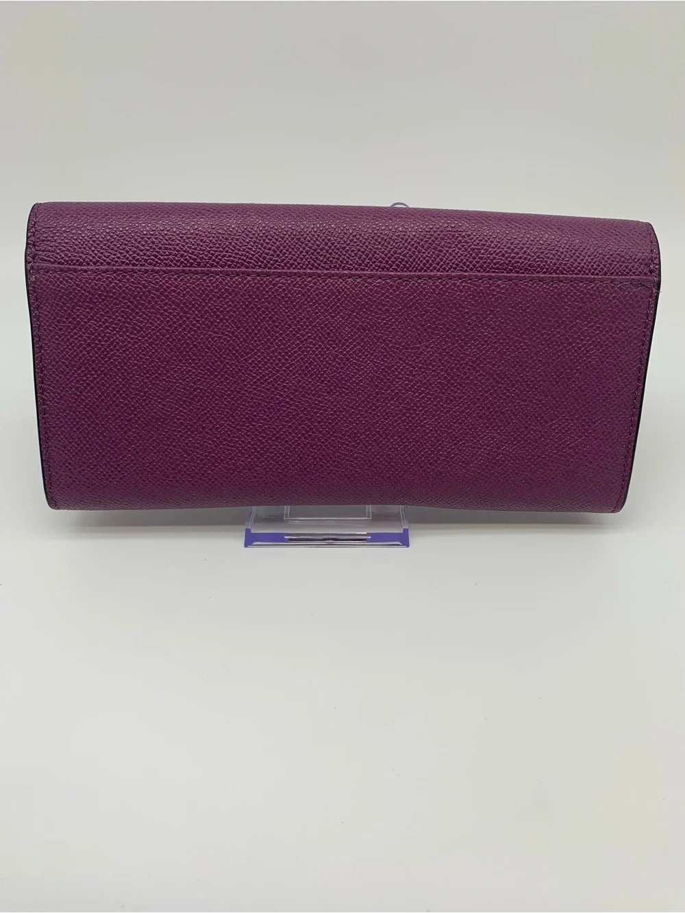 Coach Purple Crossgrain Leather Slim Envelope Wallet Gold Hardware